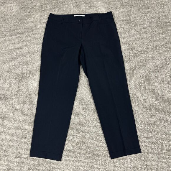 Raffaello Rossi Pants Womens 10 Ute 7/8 Navy Stretch Tapered Trousers Career - Picture 1 of 9